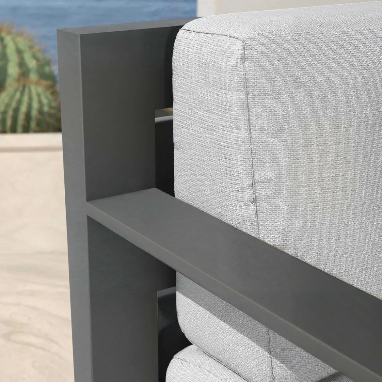 Fauteuil de jardin détente en aluminium Elba Gris anthracite et gris clair