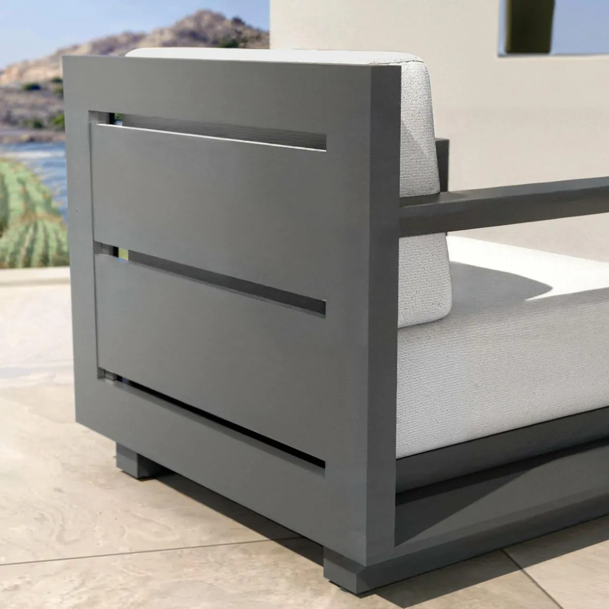 Fauteuil de jardin détente en aluminium Elba Gris anthracite et gris clair