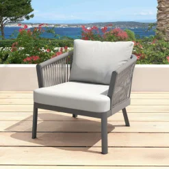 Fauteuil de jardin détente en aluminium Amalfi Gris anthracite et gris clair