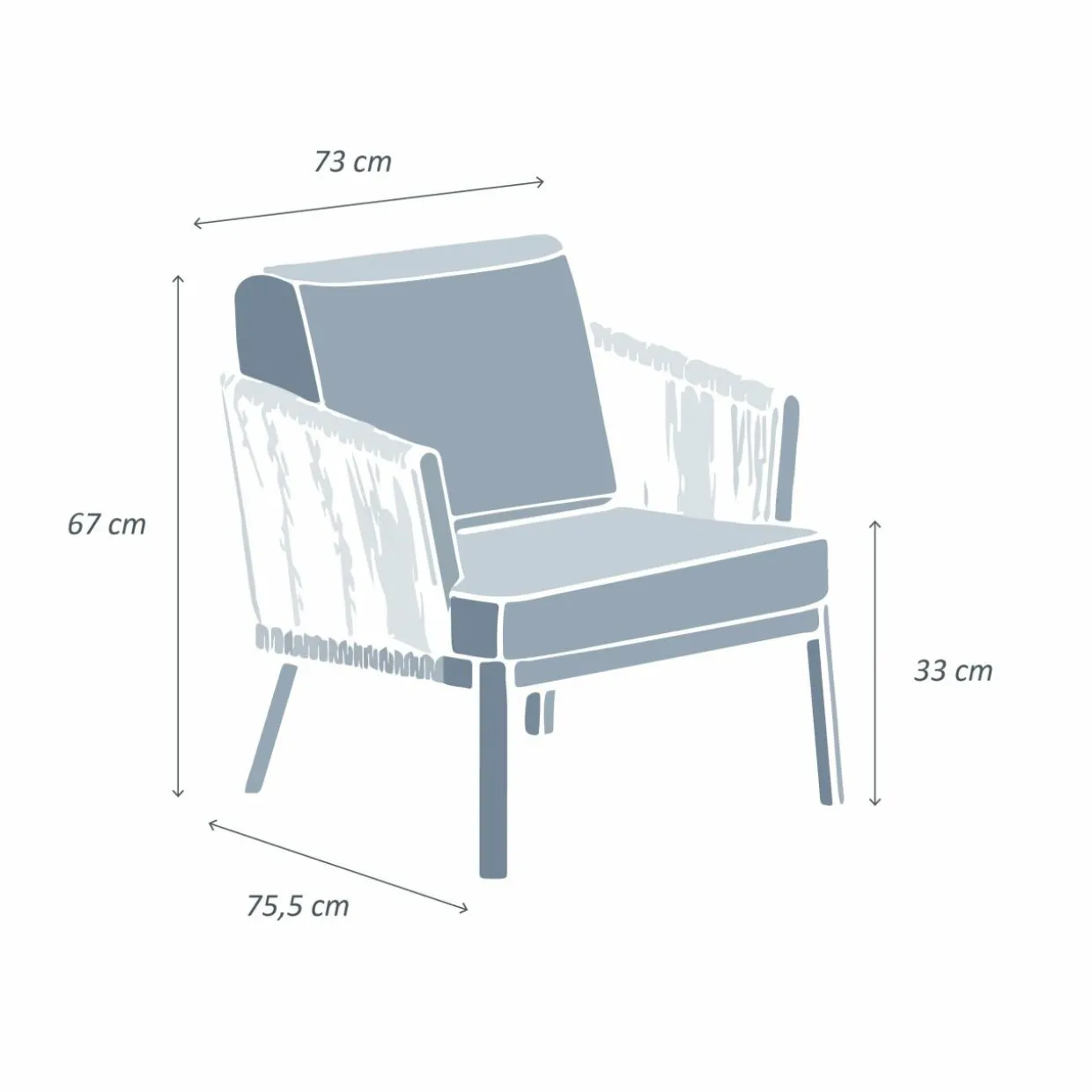 Fauteuil de jardin détente en aluminium Amalfi Blanc et taupe