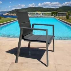 Fauteuil de jardin empilable aluminium Portofino Gris anthracite
