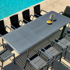 Fauteuil de jardin empilable aluminium Portofino Gris anthracite