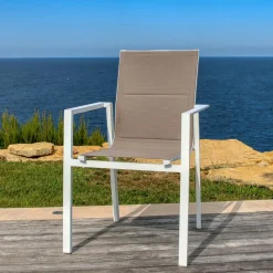 Fauteuil de jardin empilable aluminium Portofino Taupe