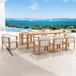 Fauteuil de jardin en bois teck Java Ecru