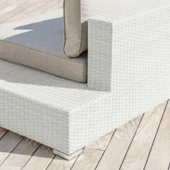 Fauteuil de jardin en résine tressée Palma Blanc et taupe