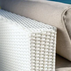 Fauteuil de jardin en résine tressée Palma Blanc et taupe