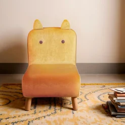 Fauteuil velours enfant (H50 cm) Hippo Jaune ocre