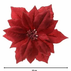 Fleur décorative sur pince (D24 cm) Bella Rouge