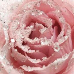 Fleur décorative sur pince pailletée (D14 cm) Rose poudré