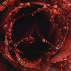 Fleur décorative sur pince (D8,5 cm) pailletée Bordeaux