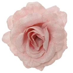 Fleur décorative sur pince (D12 cm) Scintillant Rose poudré