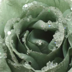 Fleur décorative sur pince pailletée (D14 cm) Vert sauge