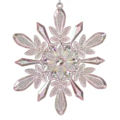 Flocon de Neige à suspendre (H14 cm) Glacé Rose