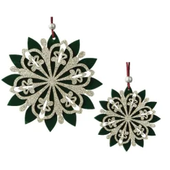 Flocon de neige à suspendre (D15 cm) Chic pailleté Vert
