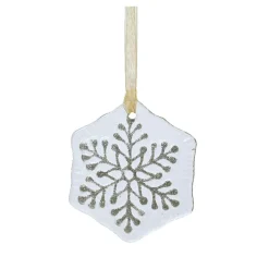 Flocon de neige en verre (D7 cm) Chamonix Blanc pailleté