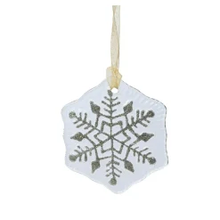 Flocon de neige en verre (D7 cm) Argentière Blanc pailleté