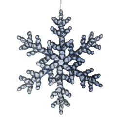 Flocon de Noël à suspendre (H15 cm) Givré Transparent bleuté
