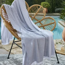 Fouta coton et éponge (95 x 180 cm) Naël Gris galet
