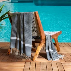 Fouta coton recyclé (100 x 200 cm) Selma Noire