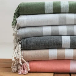 Fouta coton recyclé doublé éponge (100 x 200 cm) Coralia Beige