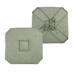 Galette de chaise carrée à rabats (40 x 40 cm) Béa Vert lichen