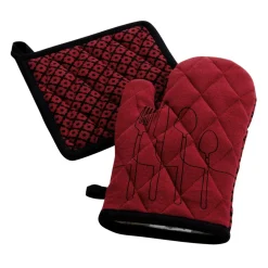 Gant et manique coton recyclé Cuisiline Bordeaux