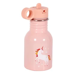 Gourde métal enfant (16 cm) Licorne Rose