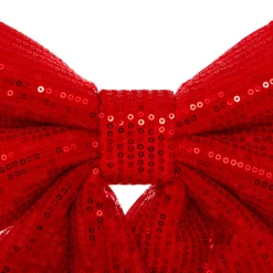 Grand nœud de Noël (H47 cm) Prestige sequins Rouge