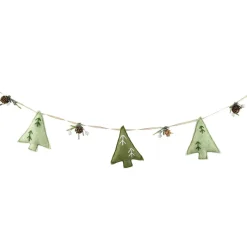 Guirlande déco en feutrine (1,3 m) Sapins et pommes de pin Vert