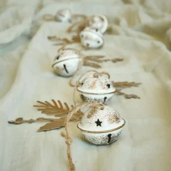 Guirlande déco en métal (120 cm) Clochettes et houx Beige