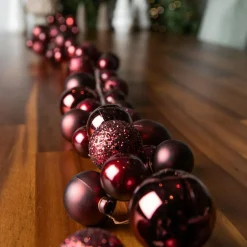 Guirlande de Noël (180 cm) Boules de Noël Bordeaux