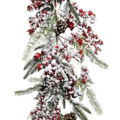 Guirlande de Noël (175 cm) garnie Baies givrées Rouge