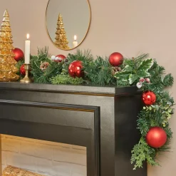 Guirlande de sapin (200 cm) Festivités Rouge