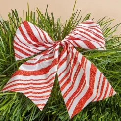 Guirlande de sapin (270 cm) Noeuds rayé Rouge et blanc