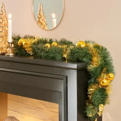 Guirlande de sapin fine (270 cm) Festivités de Noël Or