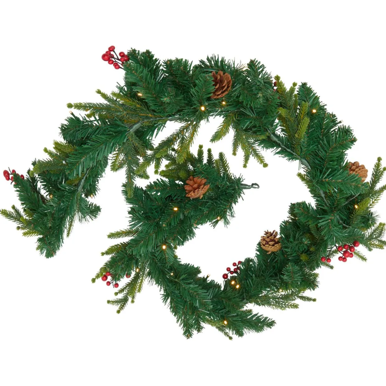 guirlande de sapin lumineuse à piles (180 cm) Wister baies et pommes de pin