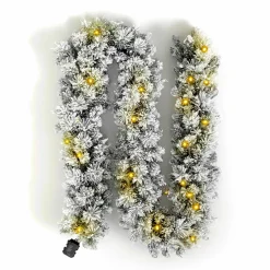 Guirlande de sapin lumineuse (300 cm - D25) Edmonton Vert enneigé et blanc chaud