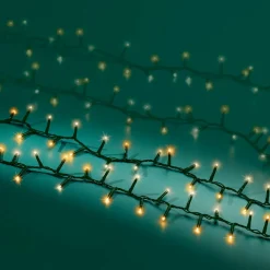 Guirlande lumineuse 22,5 m 1000 LED câble vert Luxe Blanc chaud et chaud doré