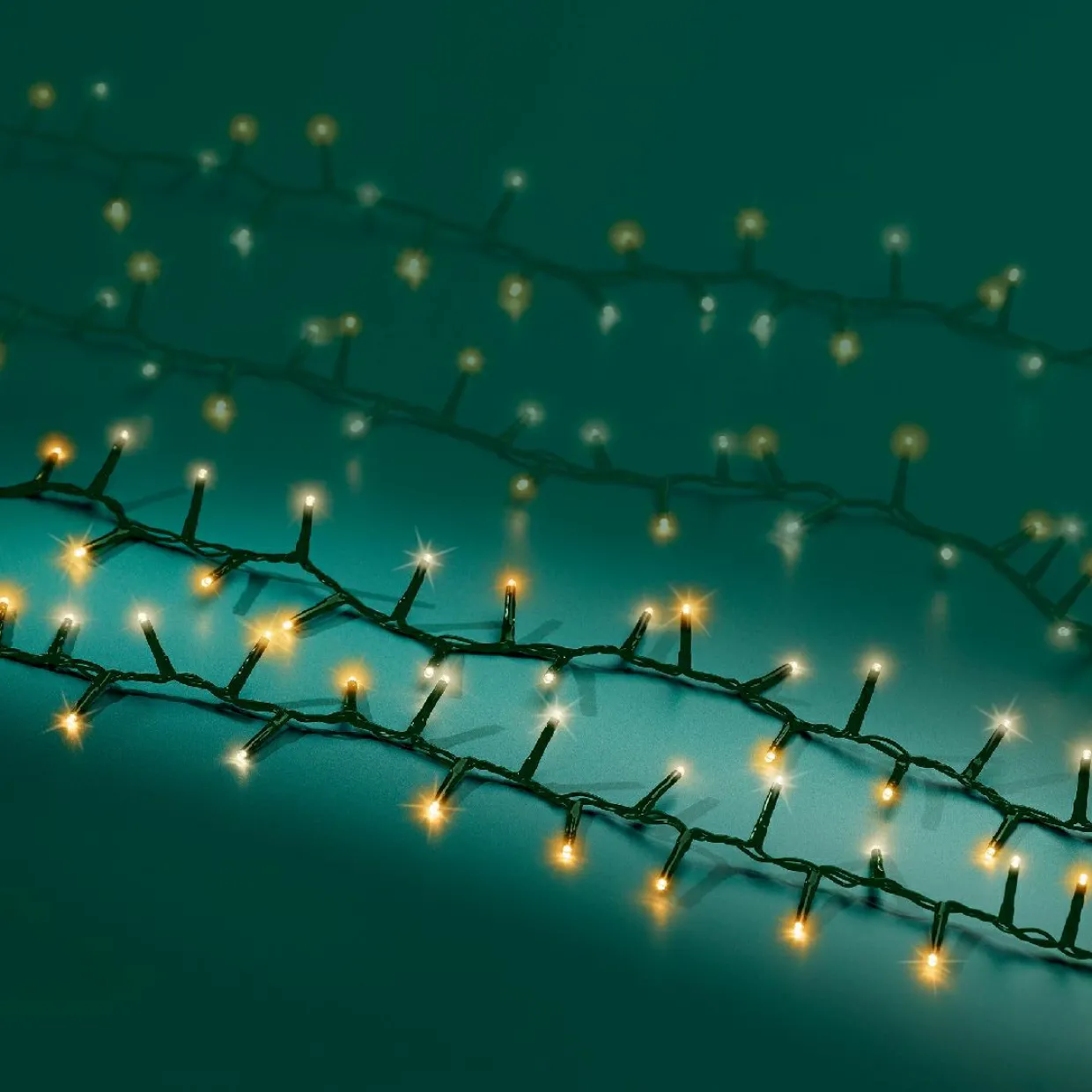 Guirlande lumineuse 22,5 m 1000 LED câble vert Luxe Blanc chaud et chaud doré