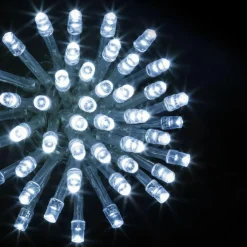Guirlande lumineuse 20 m 200 LED câble transparent Timer Blanc froid