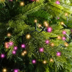 Guirlande lumineuse 22,5 m 1000 LED câble vert Luxe Bicolore Rose et blanc