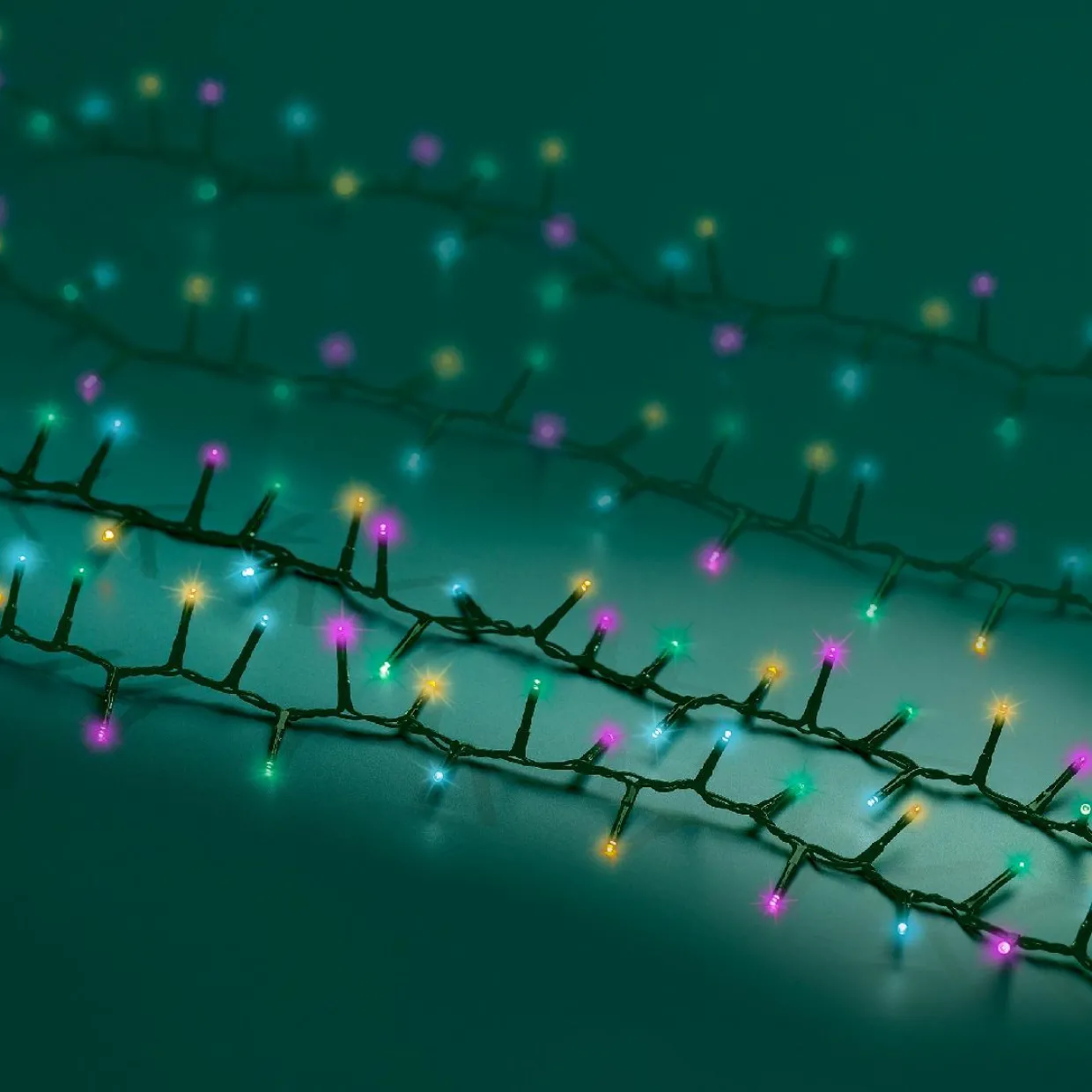 Guirlande lumineuse 45 m 2000 LED câble vert Luxe Multicolore pastel