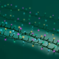 Guirlande lumineuse 7,50 m 350 LED câble vert Luxe Multicolore pastel