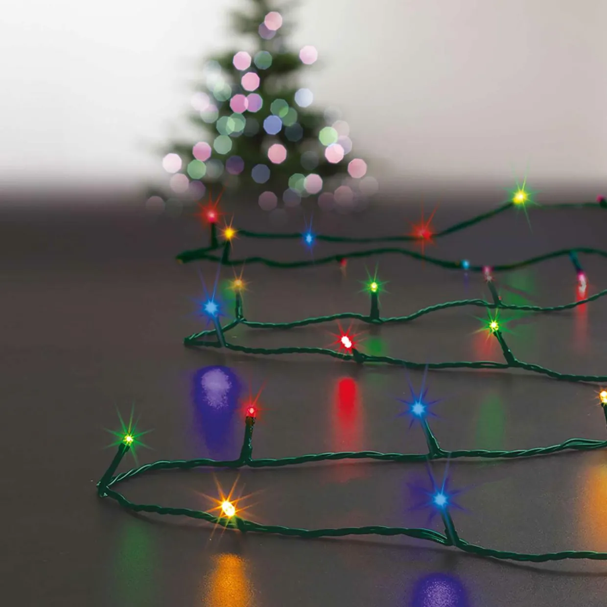 Guirlande lumineuse 30 m 300 LED câble vert Timer Multicolore