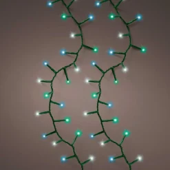 Guirlande lumineuse 16 m 750 LED câble vert Luxe Tricolore Vert bleu et blanc