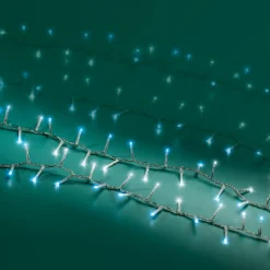 Guirlande lumineuse 16 m 750 LED câble transparent Luxe Bicolore Blanc et bleu