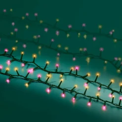Guirlande lumineuse 16 m 750 LED câble vert Luxe Bicolore Rose et blanc