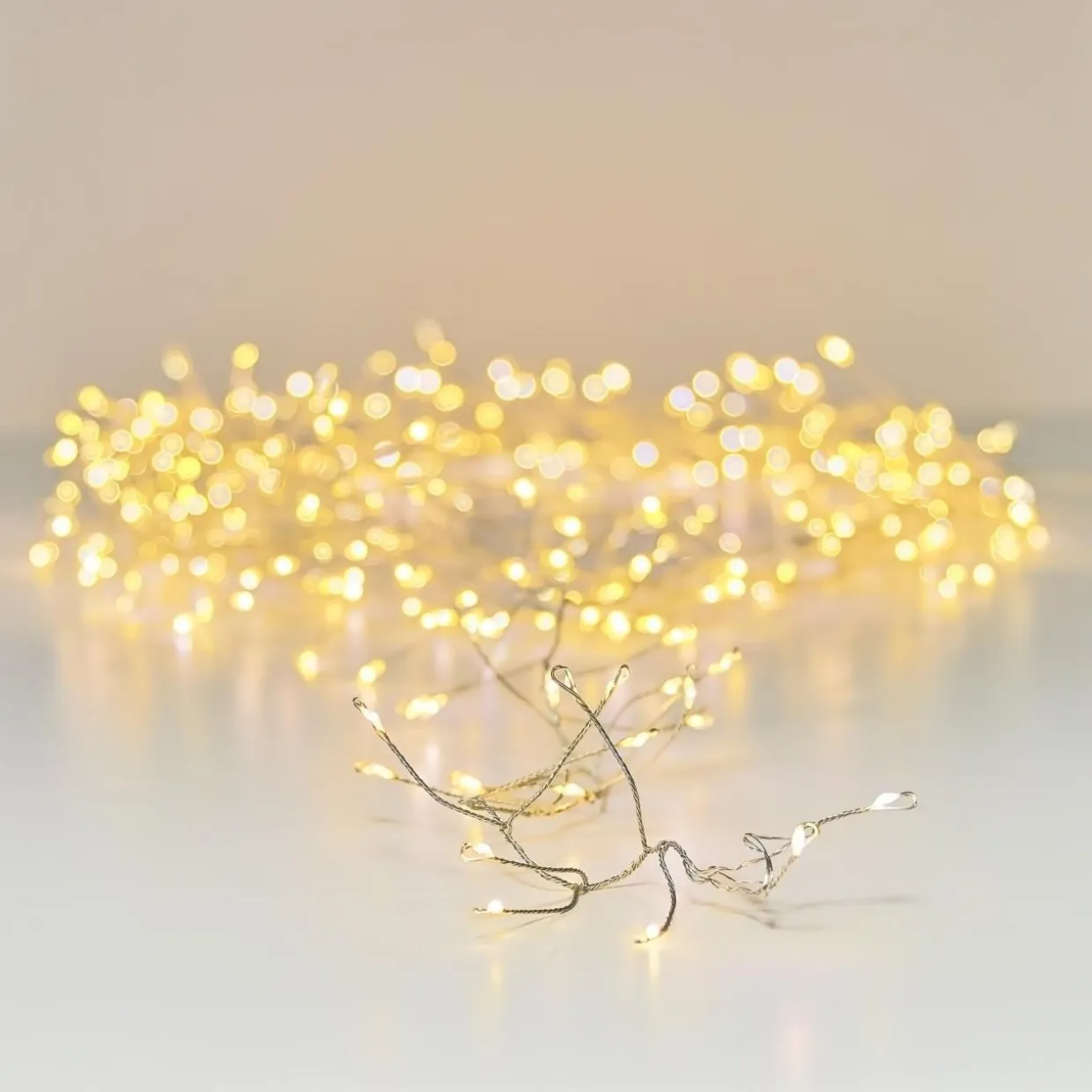 Guirlande lumineuse 6 m 480 Micro LED câble argent Luxe Blanc chaud