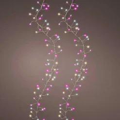 Guirlande lumineuse 6 m 480 Micro LED câble argent Luxe Tricolore Rose, blanc chaud et froid