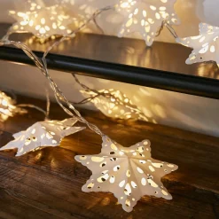 Guirlande lumineuse à piles 10 LED (2,25 m) Flocons en papier Blanc chaud